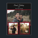 Cartes Pour Fêtes Annuelles Collage de photos de famille Noir Bourgogne Écritu<br><div class="desc">Carte de vacances Collage de photos de famille Noir Bourgogne Écriture Blanche. Ajoutez vos propres photos et texte pour personnaliser. Le modèle a été configuré pour que vous puissiez effectuer ces modifications facilement.</div>