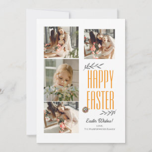 Cartes Pour Fêtes Annuelles Collage de photos de famille Pâques écriture éléga