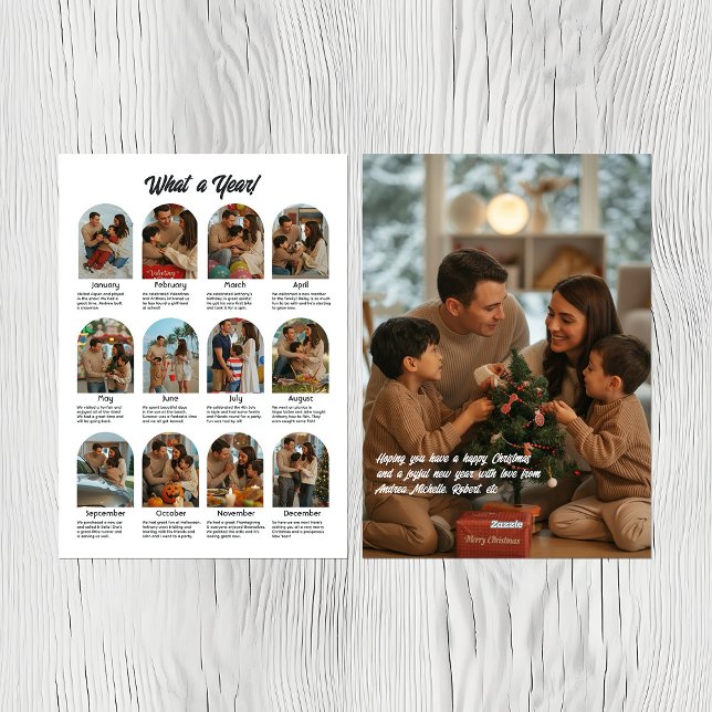 Cartes Pour Fêtes Annuelles Collage de photos de famille pour Noël et les fête (What a Year Family Photo Collage Christmas Holiday Card)