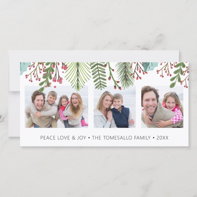 Cartes Pour Fêtes Annuelles Collage de photos de feuillage hivernal (Devant)