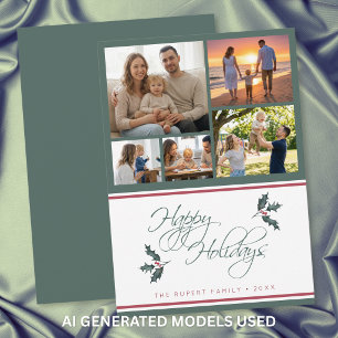 Cartes Pour Fêtes Annuelles Collage de photos de houx moderne Joyeux Noël