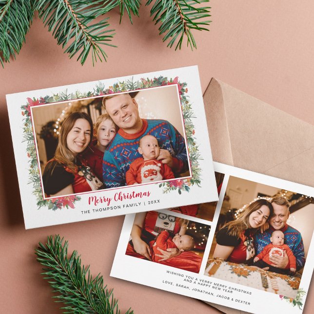 Cartes Pour Fêtes Annuelles Collage de photos de Noël à l'aquarelle avec écrit (Créateur téléchargé)