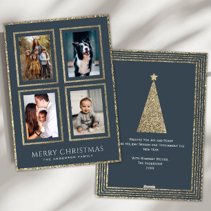 Cartes Pour Fêtes Annuelles Collage de photos de Noël au charbon et à l'or