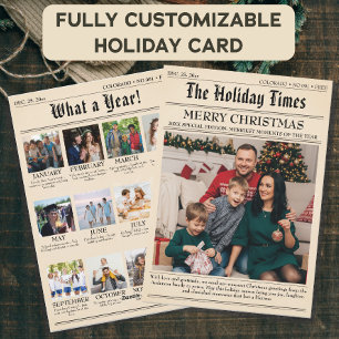 Cartes Pour Fêtes Annuelles Collage de photos de Noël de la famille du journal