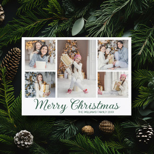 Cartes Pour Fêtes Annuelles Collage de photos de Noël élégant écriture verte