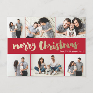 Cartes Pour Fêtes Annuelles Collage de photos de Noël en or manuscrit