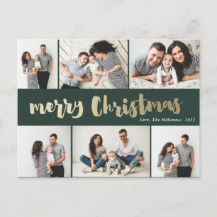 Cartes Pour Fêtes Annuelles Collage de photos de Noël en or manuscrit