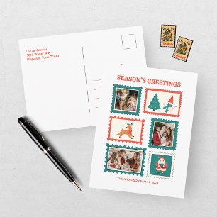 Cartes Pour Fêtes Annuelles Collage de photos de timbre-poste festif 3 Noël