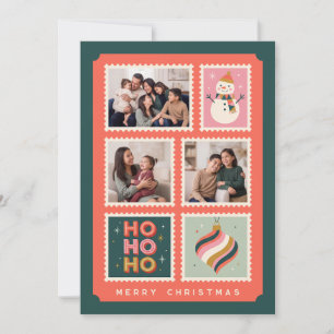 Cartes Pour Fêtes Annuelles Collage de photos de timbres-poste de Noël rétro