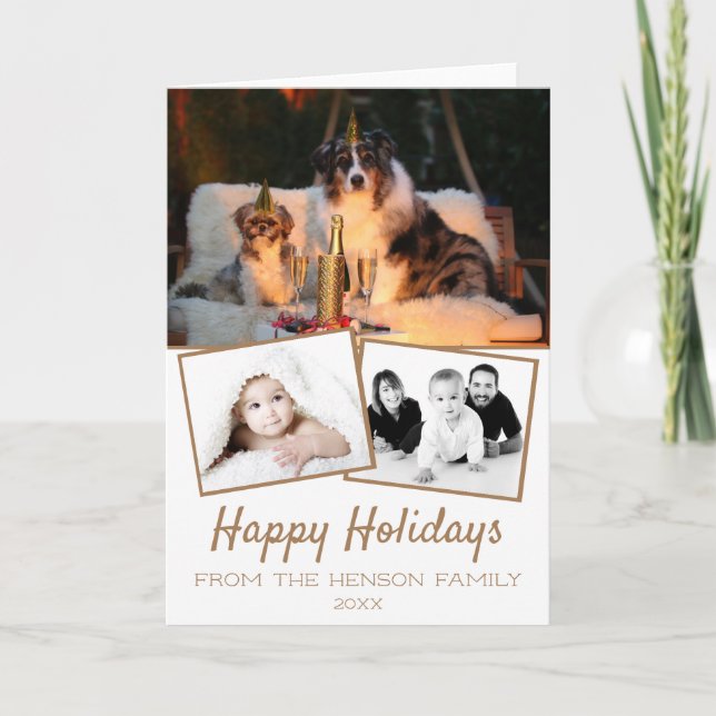 Cartes Pour Fêtes Annuelles Collage de photos de vacances joyeuses 3 photos (Devant)