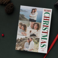 Collage de photos élégant Rouge & Vert Joyeux Noël