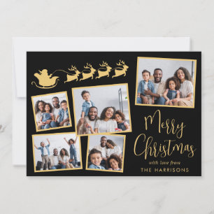 Cartes Pour Fêtes Annuelles Collage de photos élégant traîneau du Père Noël no