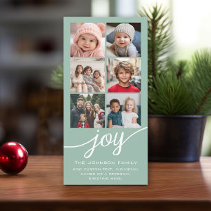 Cartes Pour Fêtes Annuelles Collage de photos Instagram - Joy Mint Green