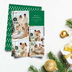 Cartes Pour Fêtes Annuelles Collage de photos multiples motif rétro vert Noël