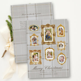 Cartes Pour Fêtes Annuelles Collage de photos Noël plaid neutre or vintage