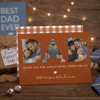 Cartes Pour Fêtes Annuelles Collage de photos Papa Marron Rustique Cadeau pour