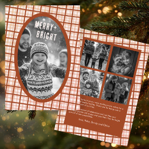 Cartes Pour Fêtes Annuelles Collage de photos personnalisé de Noël à carreaux
