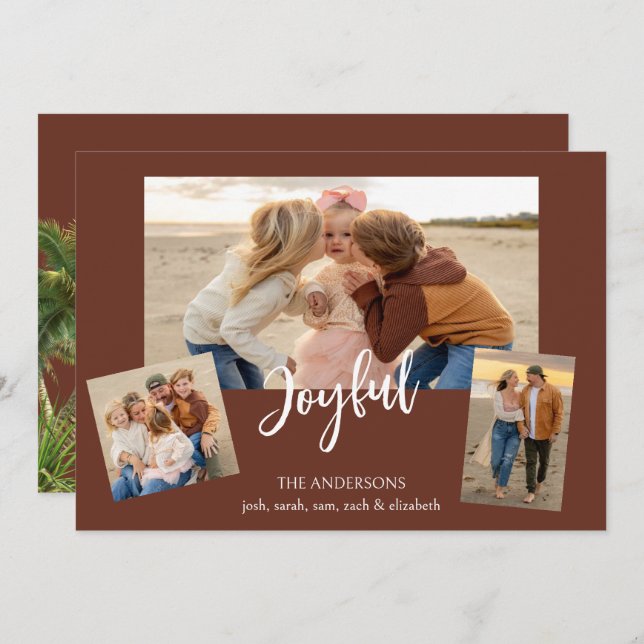 Cartes Pour Fêtes Annuelles Collage de plage Photo II (Devant / Derrière)