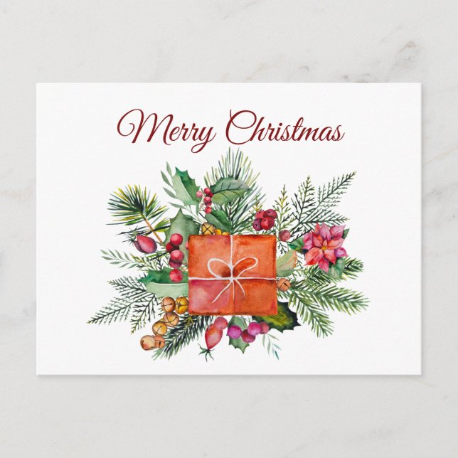 Cartes Pour Fêtes Annuelles Collage de vacances à l'aquarelle Joyeux Noël (Devant)