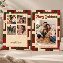 Collage familial patchwork de Noël vintage avec 5