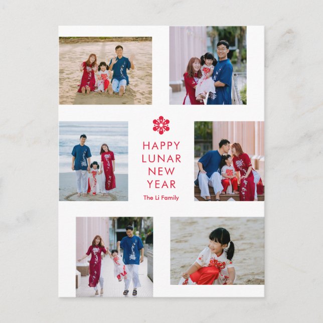 Cartes Pour Fêtes Annuelles Collage floral Lunaire Nouvel An chinois Nouvel An (Devant)