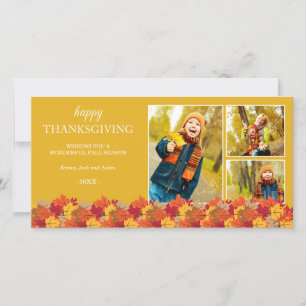 CARTES POUR FÊTES ANNUELLES COLLAGE LEAVES PHOTO HOLIDAY