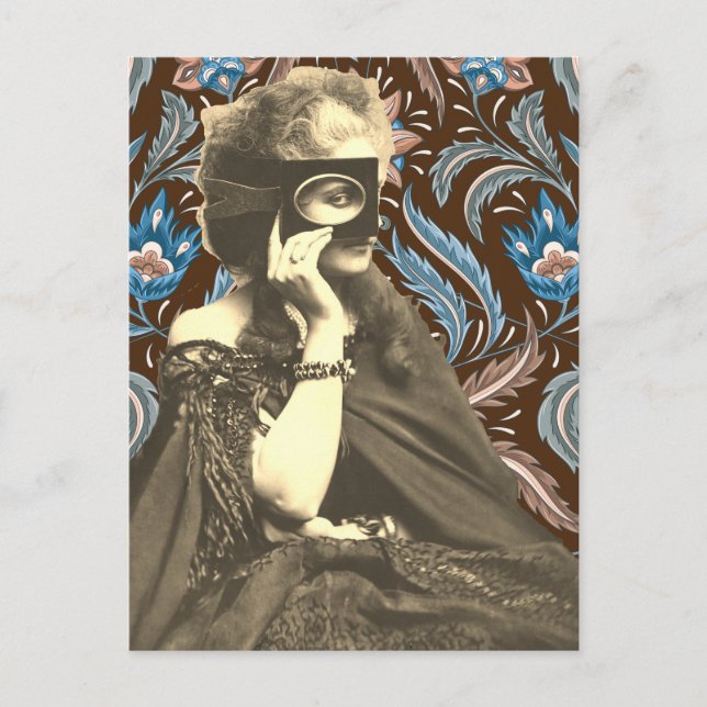 Cartes Pour Fêtes Annuelles Collage Masqué Lady Comtesse Castiglione (Devant)