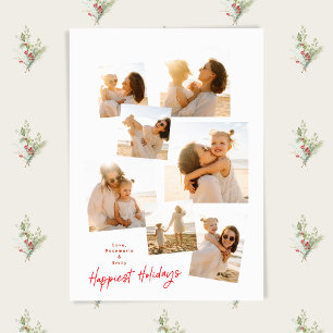 Cartes Pour Fêtes Annuelles Collage Minimal Simple Rouge Multi 7 Photo Le Plus