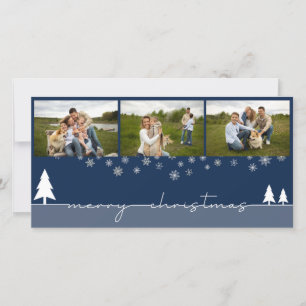 Cartes Pour Fêtes Annuelles Collage personnalisé de 3 photos avec des sapins d