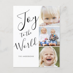 Cartes Pour Fêtes Annuelles Collage photo 3 Joy to The World écriture moderne
