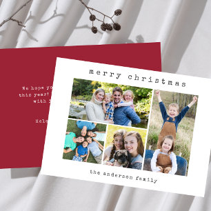 Cartes Pour Fêtes Annuelles Collage photo 4 Noël Simple Moderne Machine à écri