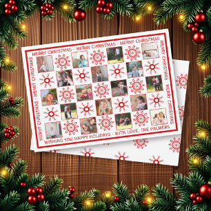 Cartes Pour Fêtes Annuelles Collage photo avec des flocons rouges voeux de Noë