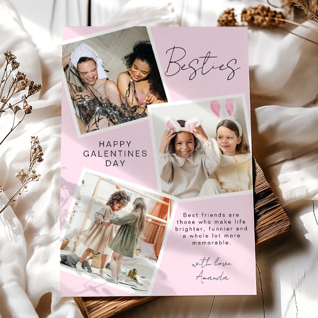 Cartes Pour Fêtes Annuelles Collage photo Besties | Fête des Galentines (Créateur téléchargé)