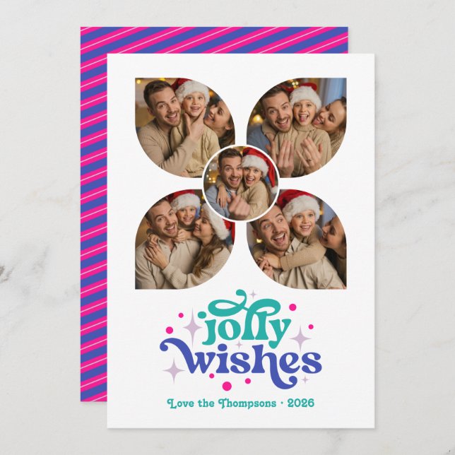 Cartes Pour Fêtes Annuelles Collage photo Cosmic Pop Retro Noël (Devant / Derrière)