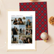 Collage photo de 7 Noël Tartan Rouge Navy Famille