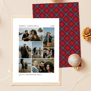 Cartes Pour Fêtes Annuelles Collage photo de 7 Noël Tartan Rouge Navy Famille