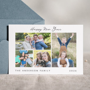 Cartes Pour Fêtes Annuelles Collage photo de Bonne Année avec écriture minimal