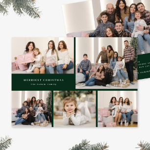 Cartes Pour Fêtes Annuelles Collage photo de cinq joyeux Noël écriture verte