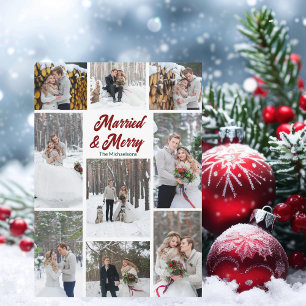 Cartes Pour Fêtes Annuelles Collage photo de couple marié et joyeux Noël