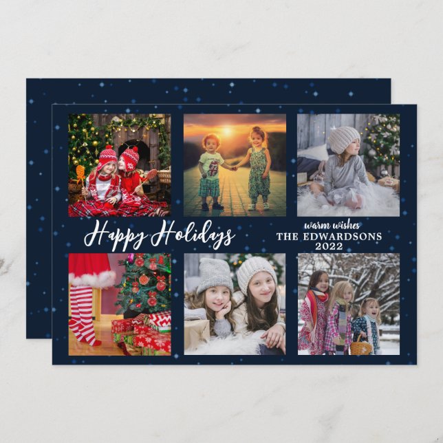 Cartes Pour Fêtes Annuelles Collage photo de famille Joyeux Fêtes Noël (Devant / Derrière)