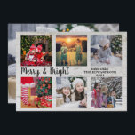 Cartes Pour Fêtes Annuelles Collage photo de famille Merry and Bright Christma<br><div class="desc">Bois rustique avec collage photo de famille Carte de script Joyeux & Bright Noël.
Ajoutez vos plus belles photos,  texte et nom et créez une carte de Noël très personnelle et unique.</div>