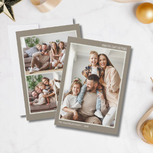 Cartes Pour Fêtes Annuelles Collage photo de famille Minimal Noël 4 Taupe