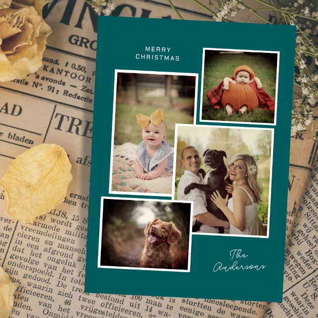 Cartes Pour Fêtes Annuelles Collage photo de famille personnalisée Noël modern (Créateur téléchargé)