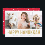 Cartes Pour Fêtes Annuelles Collage photo de la Parties scintillant d'or Faux<br><div class="desc">Répandez la fête avec une petite carte de vacances multi-photo design scintillante. Cette carte Hanoukka présente une parties scintillant en faux or typographie moderne avec trois collages photo. D'autres couleurs sont disponibles. Veuillez noter qu'il n'y a pas de véritable parties scintillant dans le produit final.</div>