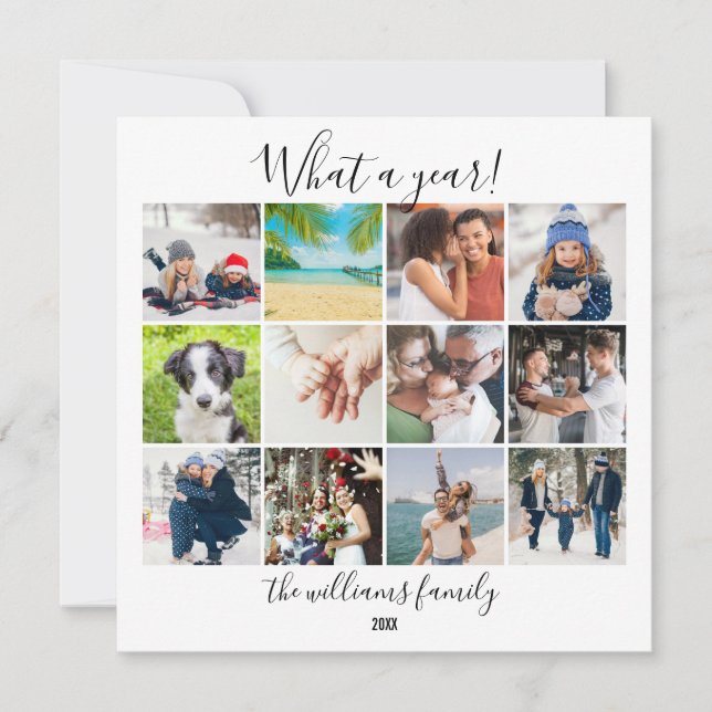 Cartes Pour Fêtes Annuelles Collage photo de l'année écoulée Quelle année (Devant)