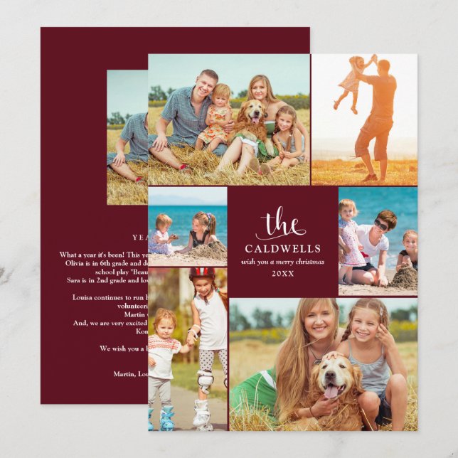Cartes Pour Fêtes Annuelles Collage photo de l'année traditionnelle en revue | (Devant / Derrière)