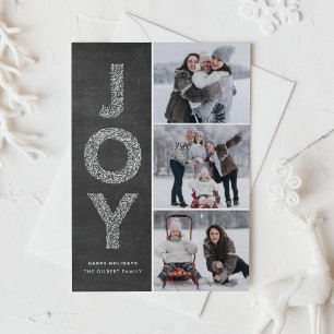 Cartes Pour Fêtes Annuelles Collage photo de lettrage de feuillage JOY sur tab