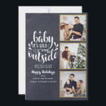 Cartes Pour Fêtes Annuelles Collage photo de Noël 3 Tableau noir Bohème<br><div class="desc">Un design de vacances élégant et boho à 3 photos pour que vous puissiez le personnaliser avec vos photos préférées dans des cadres dorés, message, noms et année sur un fond de tableau noir. Le verso présente des flocons de neige qui tombent sur un fond de tableau noir assorti. Conçu...</div>