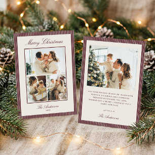 Cartes Pour Fêtes Annuelles Collage photo de Noël aux rayures élégantes de Bou