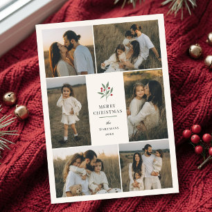 Cartes Pour Fêtes Annuelles Collage photo de Noël botanique à l'élégante baie